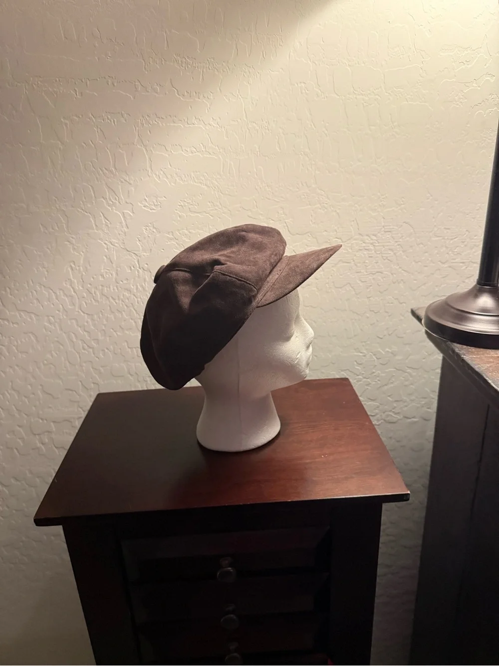 Brown Suede Newsboy Cap